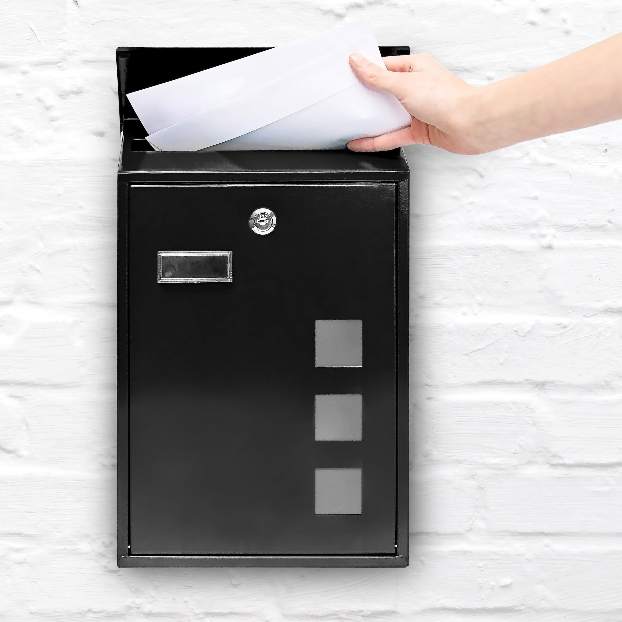 Design Briefkasten aus Metall 25x40 cm Schwarz