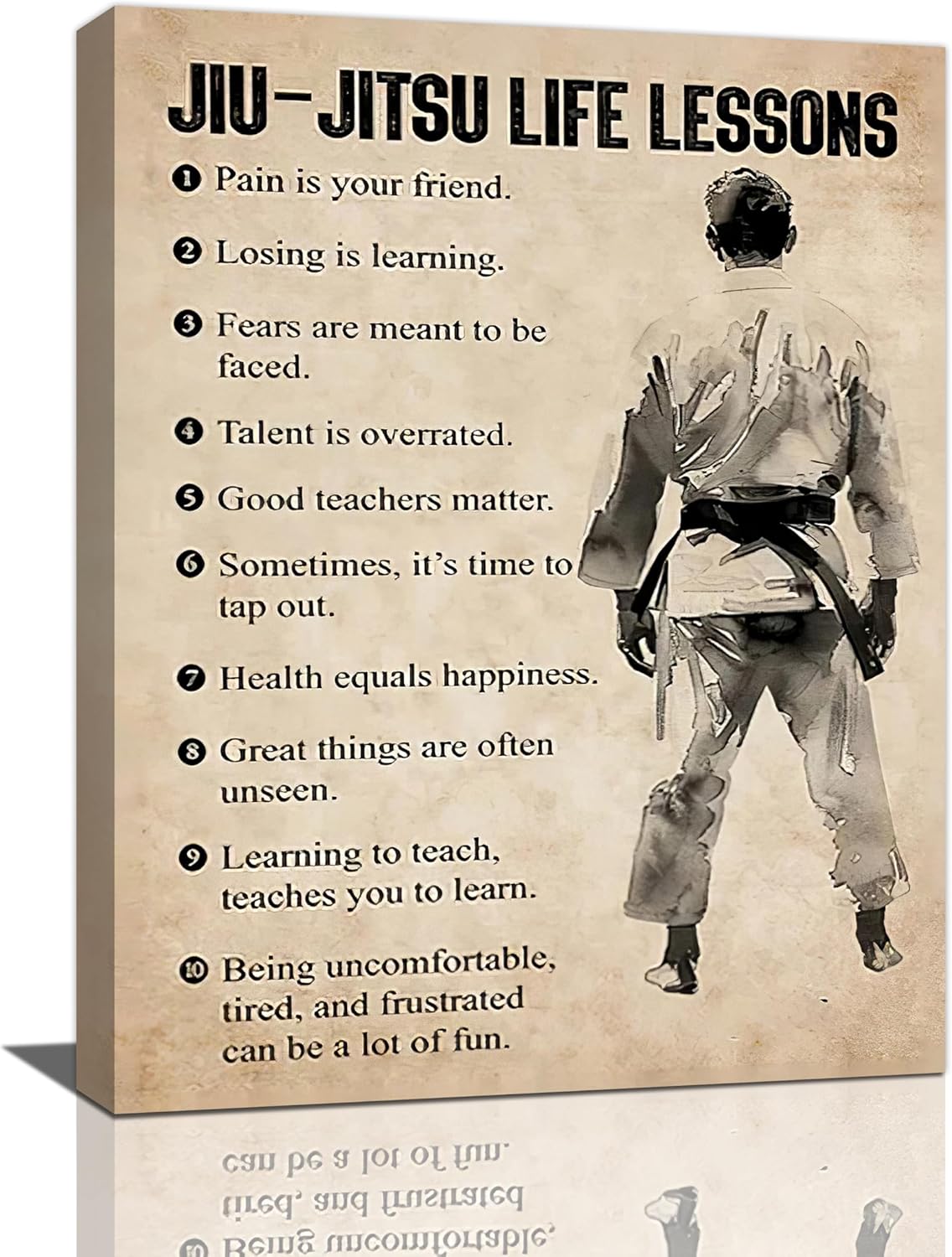 Qvintra Jiu-Jitsu Wall Art Jiu Jitsu Wall Decor Canvas Pictures Framed Poster Decorations Print Painting Artwork for Living Boy Room Bedroom Bathroom 16"x12"