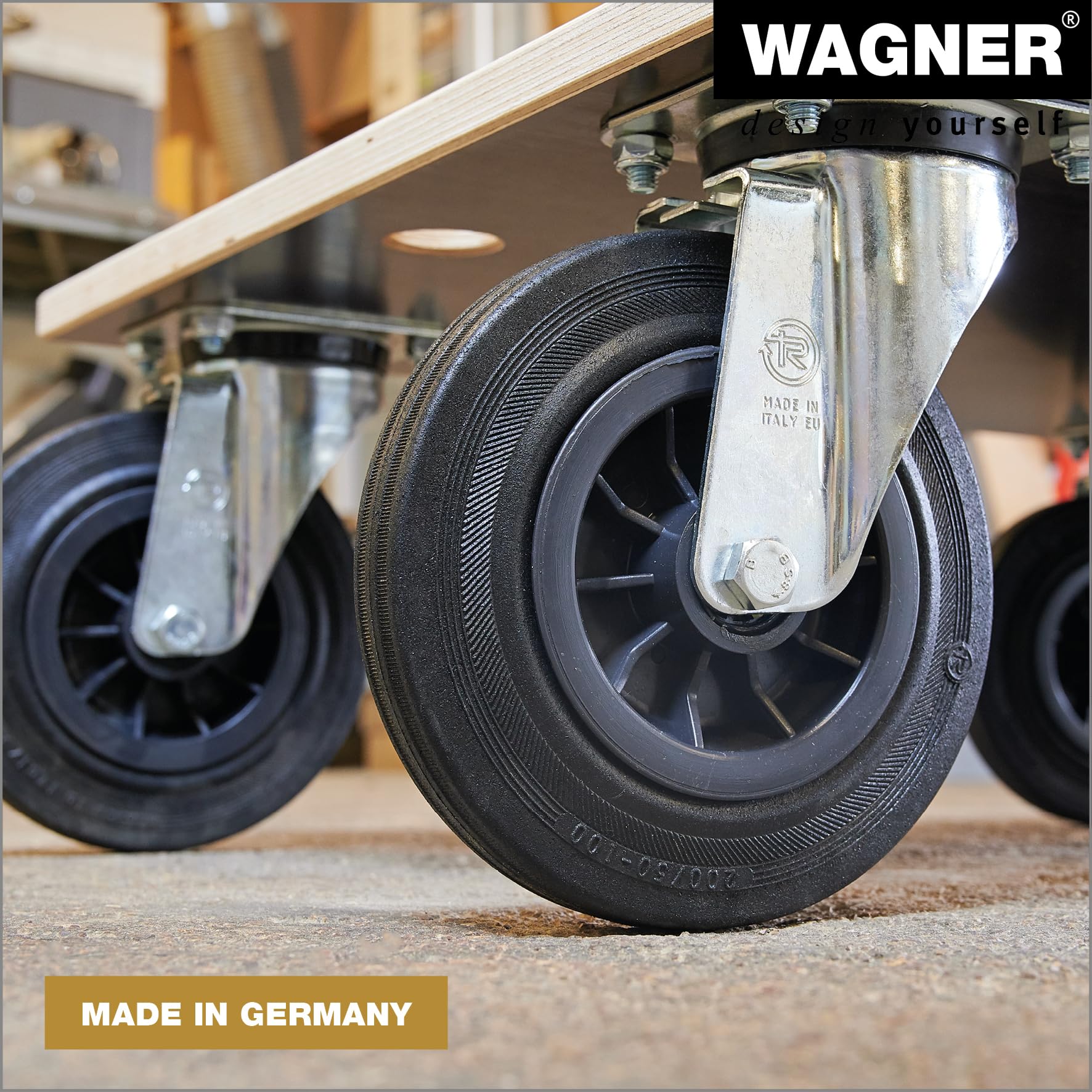 WAGNER, brązowy, (dł.) 78 x (szer.) 59 x (wys.) 26 cm, twarde rolki