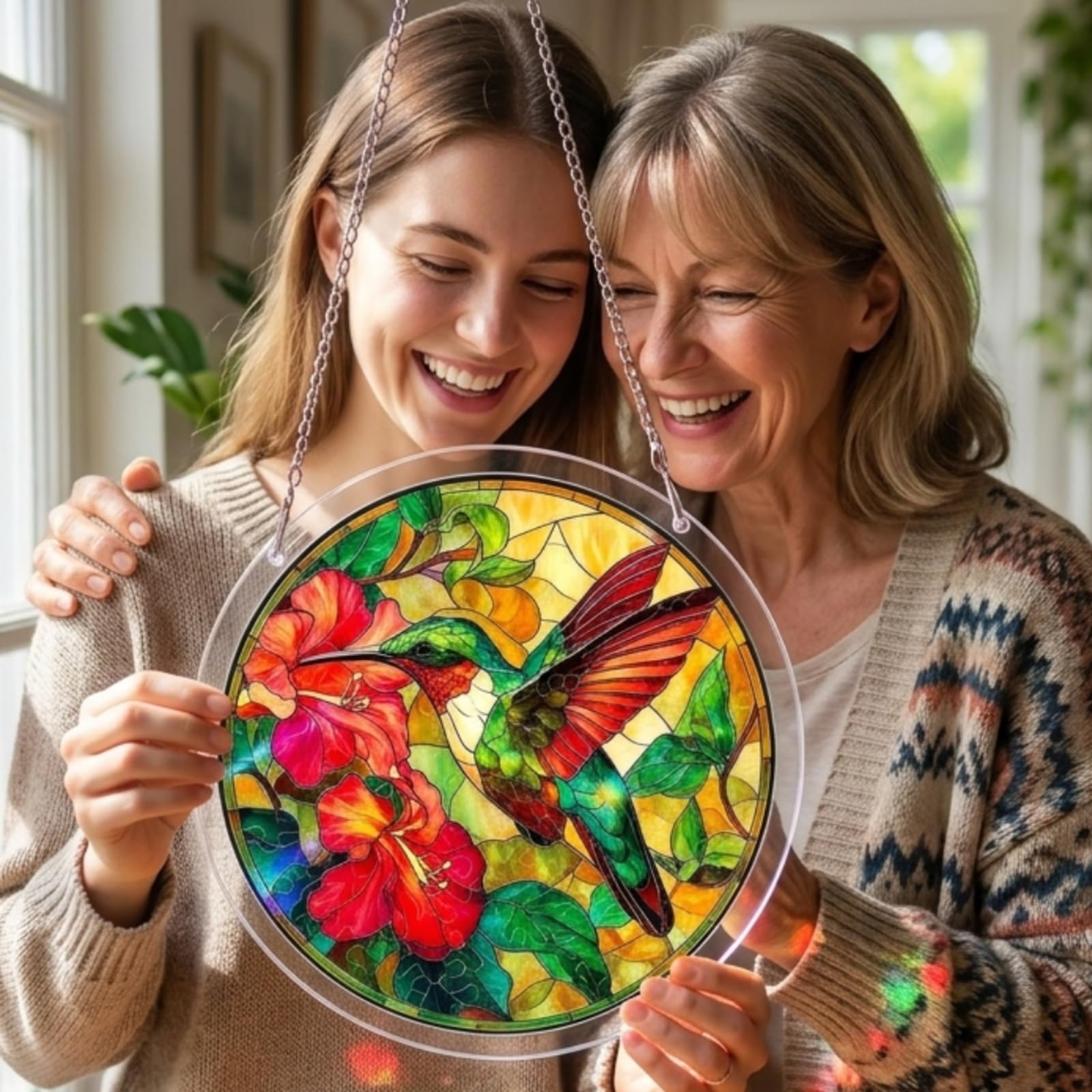Acrylic Hummingbird Puzzles Window Hanging, 83 Piece DIY Stained Glass Style Art Decor for Home Office Garden Window Hanging, 7.87 in Hummingbird Puzzle Rainbow, DIY Puzzle Kits for Adults