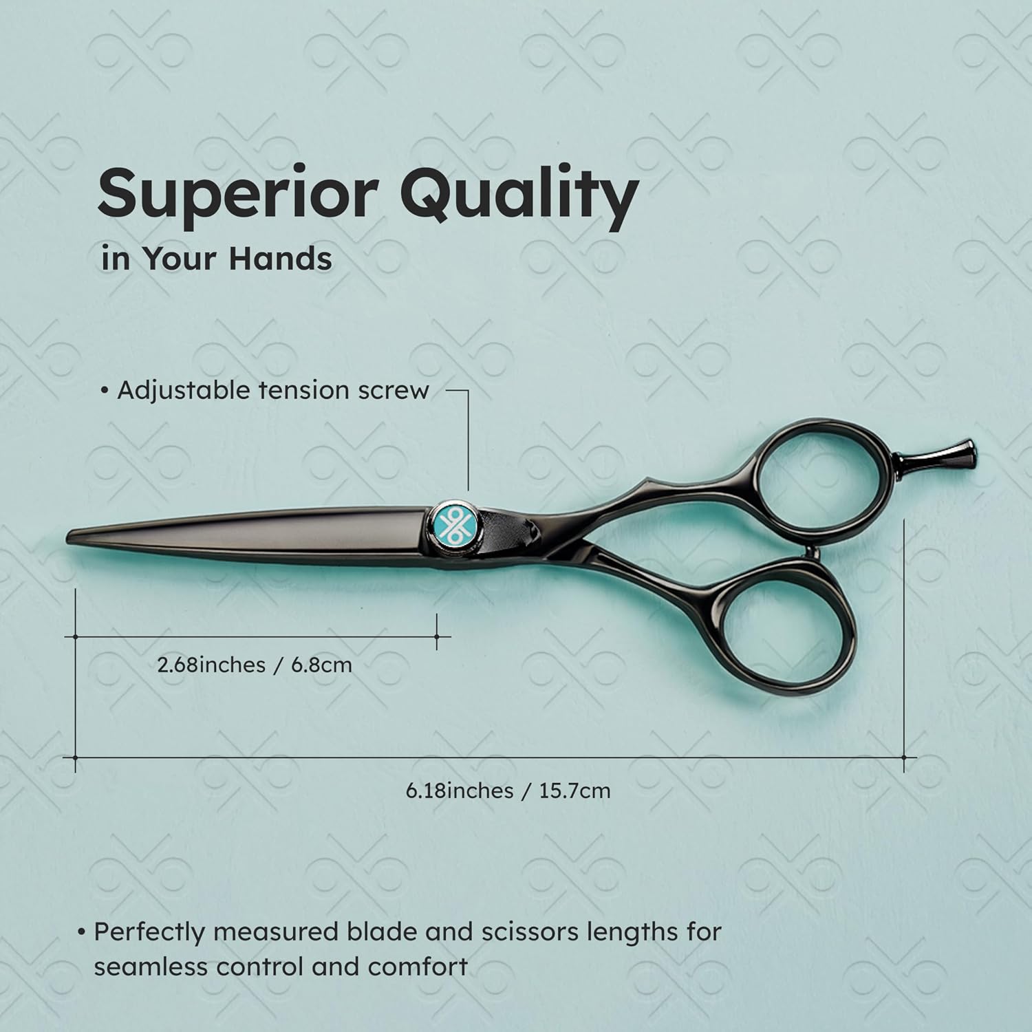 6" Professional Hair Scissors – Barber Shears Made with Titanium-Black VG-10 Steel, 3× Wear & Rust Resistance, Ergonomic Offset Handle and Convex Blade, Anti-Glare Matte Finish | K9 Shears