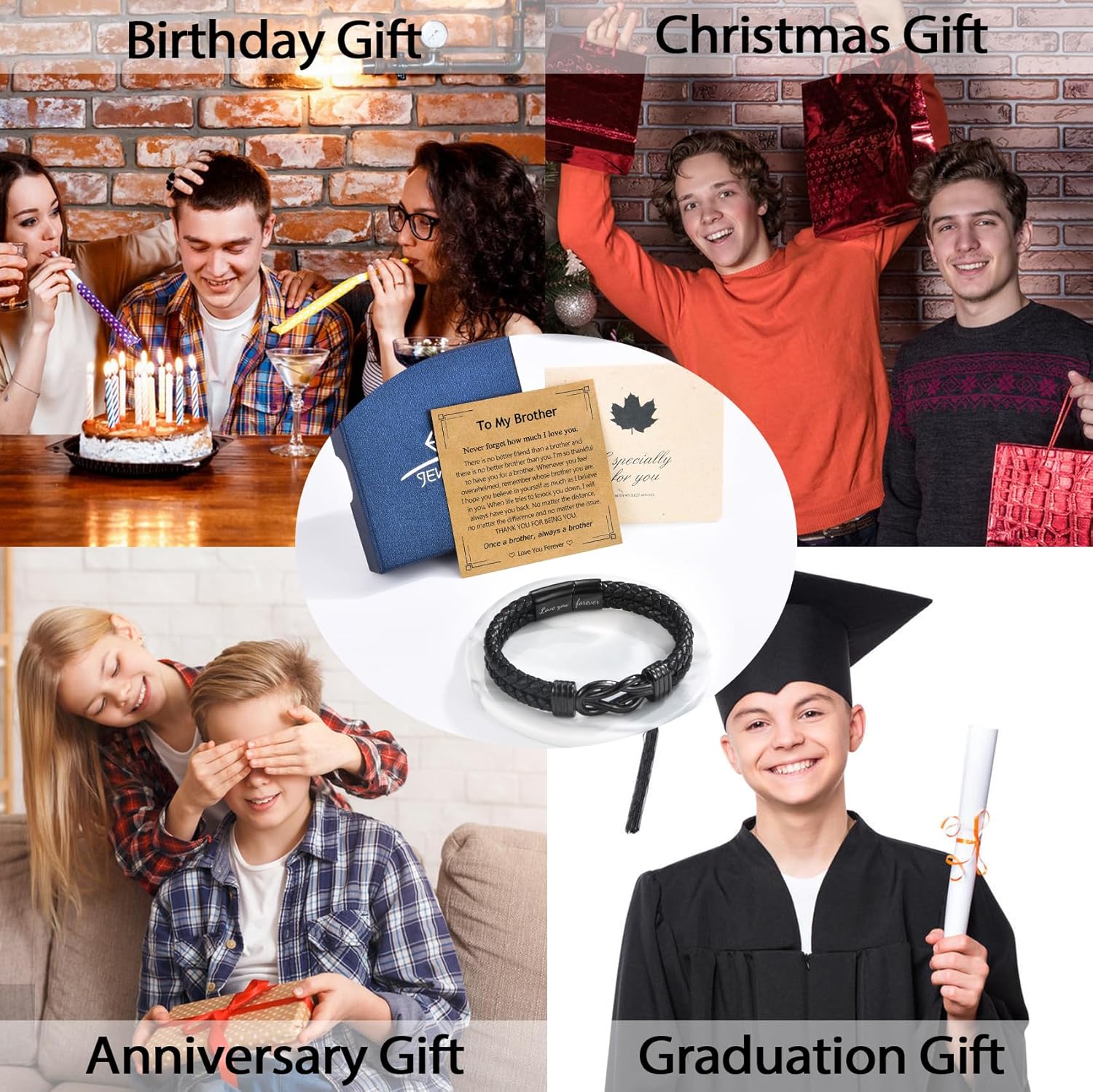 EPIRORA Gifts for Men Boys- Black Braided Leather Infinity Knot Bracelets for Son Grandson Nephew Brother Dad Husband, Jewelry Gifts for Christmas Birthday Graduation Anniversary Valentine's Day - Image 7