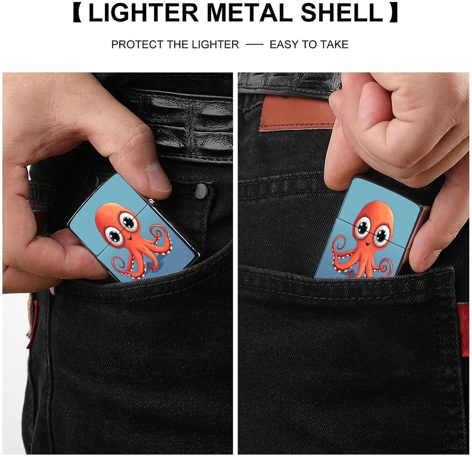 Big-Eyed Red Octopus Lighter Case Cover Lighter Shell