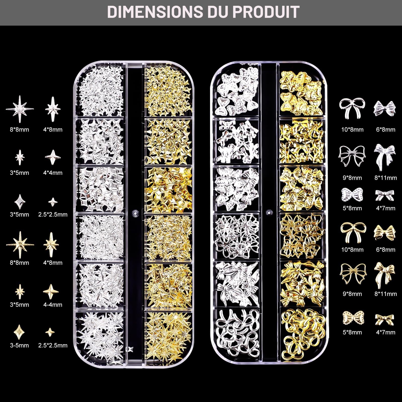 lafo Lot de 3 Boîtes Strass Ongle Nail Art avec Bijoux Ongles - Perles Charmes Cristal Blanc, Beige et Décoration Ongle - Kit Nail Art Accessoires Design Faciles (A)