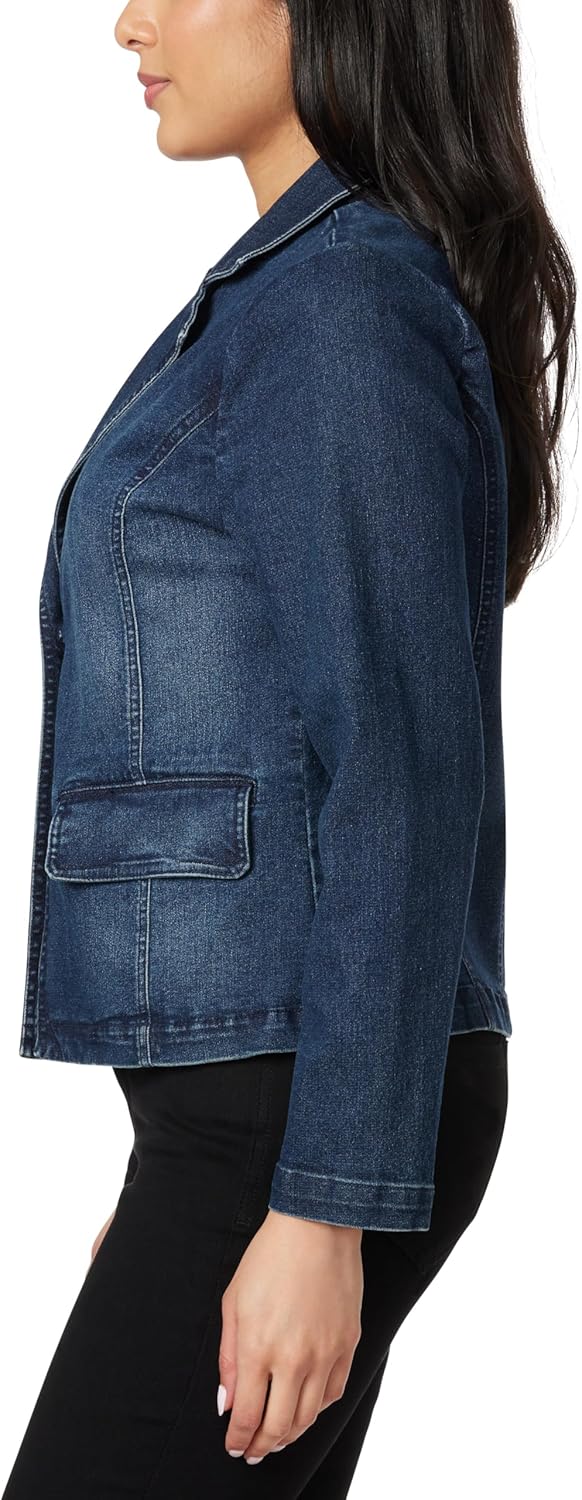 Angels Forever Young Womens Everflex Denim Blazer with Pockets - Image 3