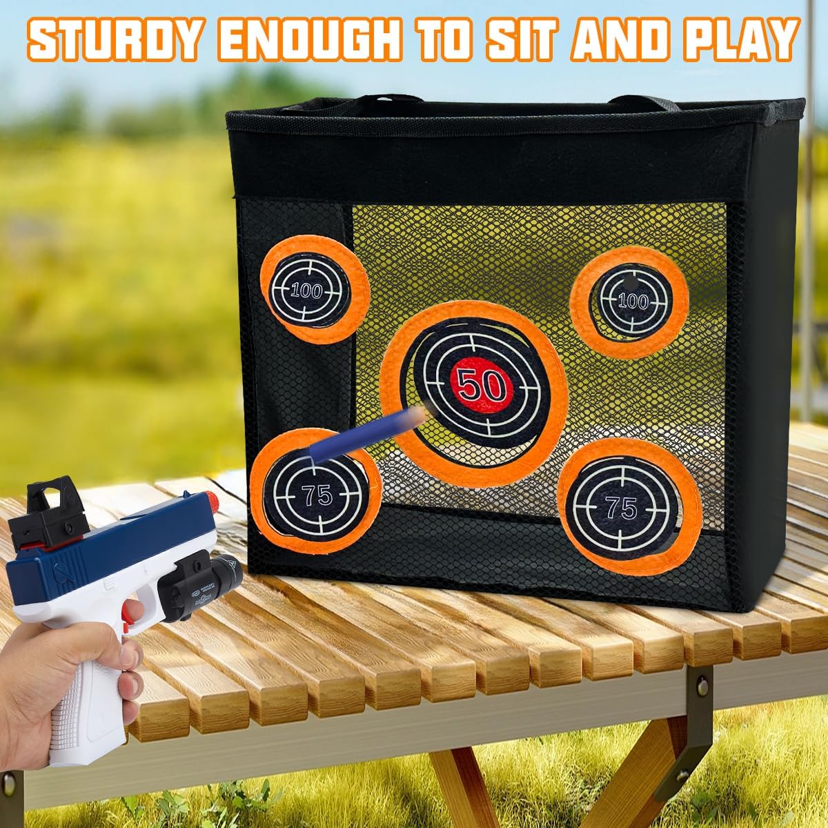 Shooting Practice Target Toy Storage Mesh Bag Compatible with Nerf Darts, Portable & Foldable Dart Zone for Kids Boys Girls 6+ Standard Edition image 4 of 6 B0D53Z7GTK