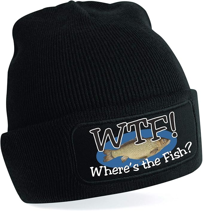 Humorous Funny Fishing Angling WTF Premium Quality Warm Beanie Hat