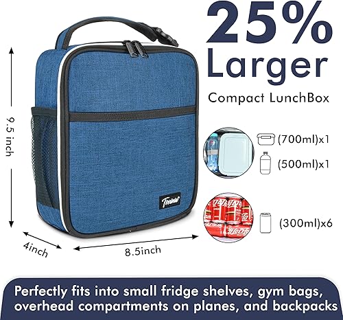 Miniatura 3 de Lonchera pequeña con aislamiento para hombres y mujeres, a prueba de salpicaduras, portátil, reutilizable, lonchera térmica, bolsa refrigerante para