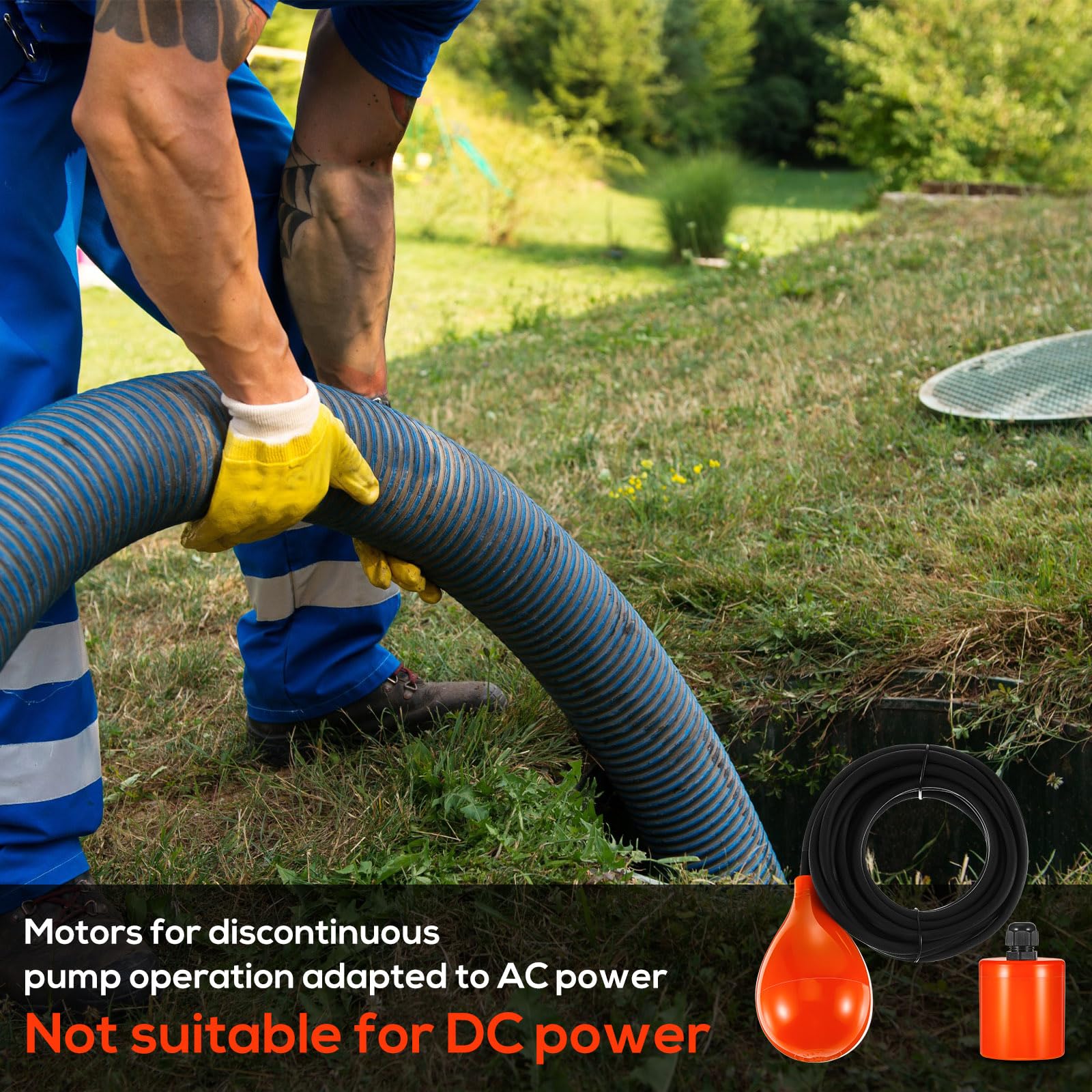Tellegloww Interruptor de flotador séptico, bomba de sumidero de aguas residuales, alarma de tanque para líquidos viscosos y sólidos suspendidos en aguas residuales, control del nivel de bombas