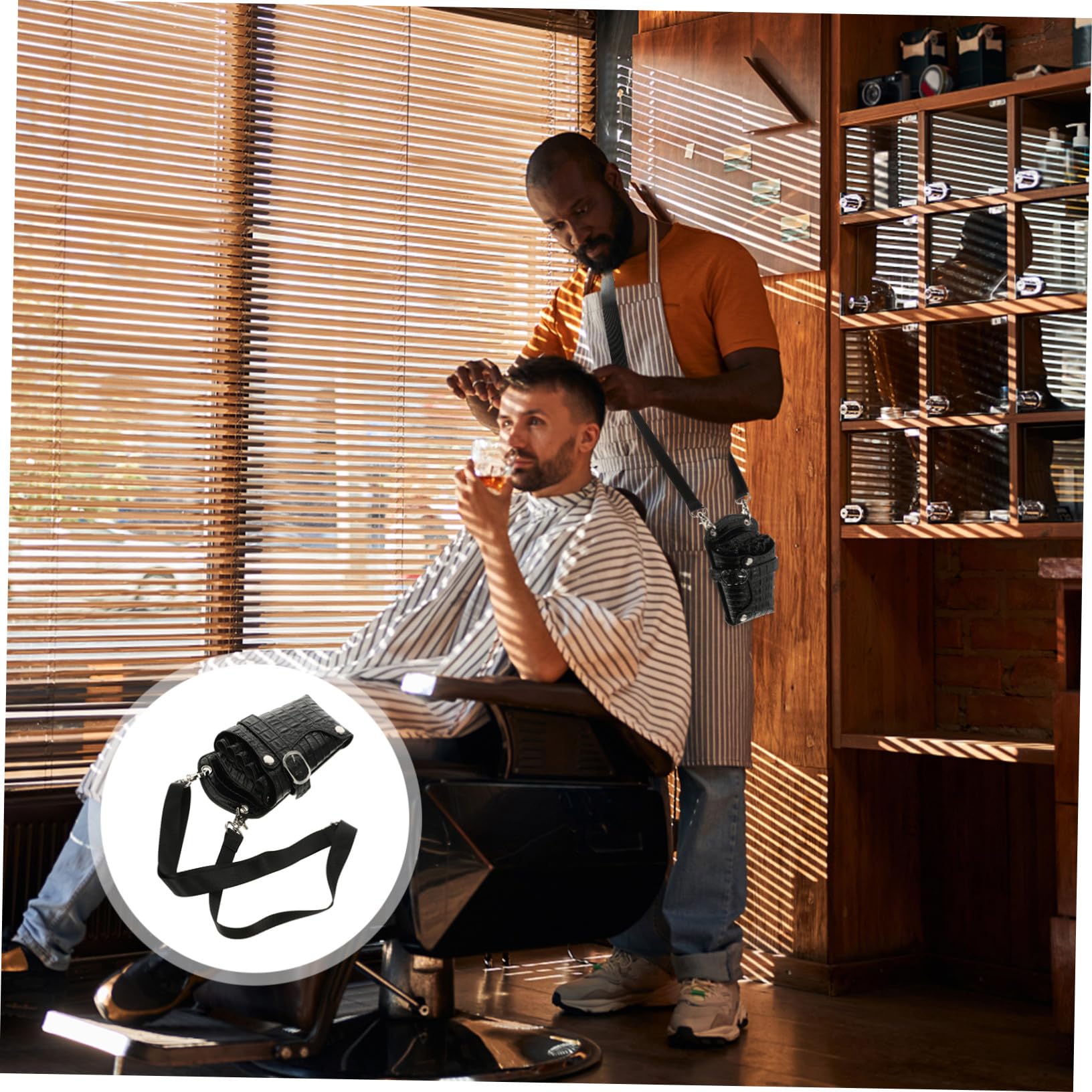 Friseurscheren Etui Schwarz aus Pu mit Mehreren Fächern