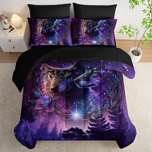 Miniatura 25 de AILONEN Juego de edredón de oso rústico negro, tamaño individual, cama suave de 7 piezas en una bolsa, edredón retro de caza de vida silvestre,