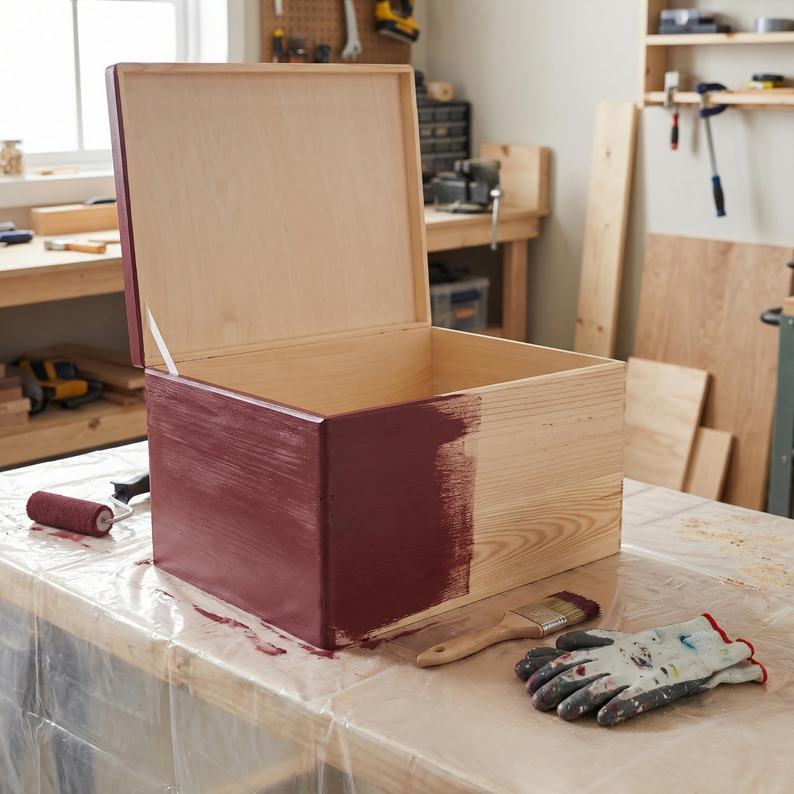 Creative Deco XXL Grande Caja Madera para Decorar con Tapa | 40 x 30 x 24 cm (+/-1cm) | Cofre Decoración Decoupage | Almacenaje de Documentos Navidad Juguetes Herramientas | EN BRUTO SIN LIJAR