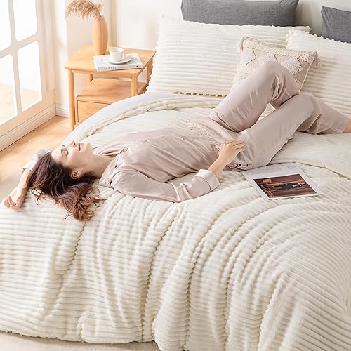 Miniatura 9 de Juego de edredón bohemio de color rosa claro, 3 piezas, con flecos de pompones, estético, color malva pálido, juego de edredón reversible de