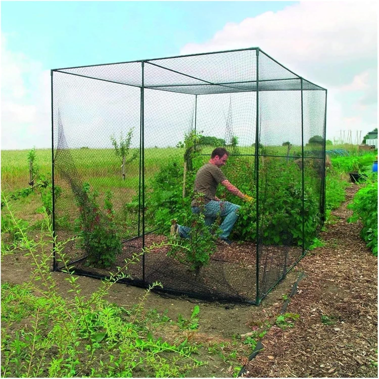 Black Bird Netting Garden Net Balcony Bird Net Garden Fence and Crops Protective Fencing Mesh Anti Bird Deer Cat Dog(2Mx5M,3cmx3cm Cell)