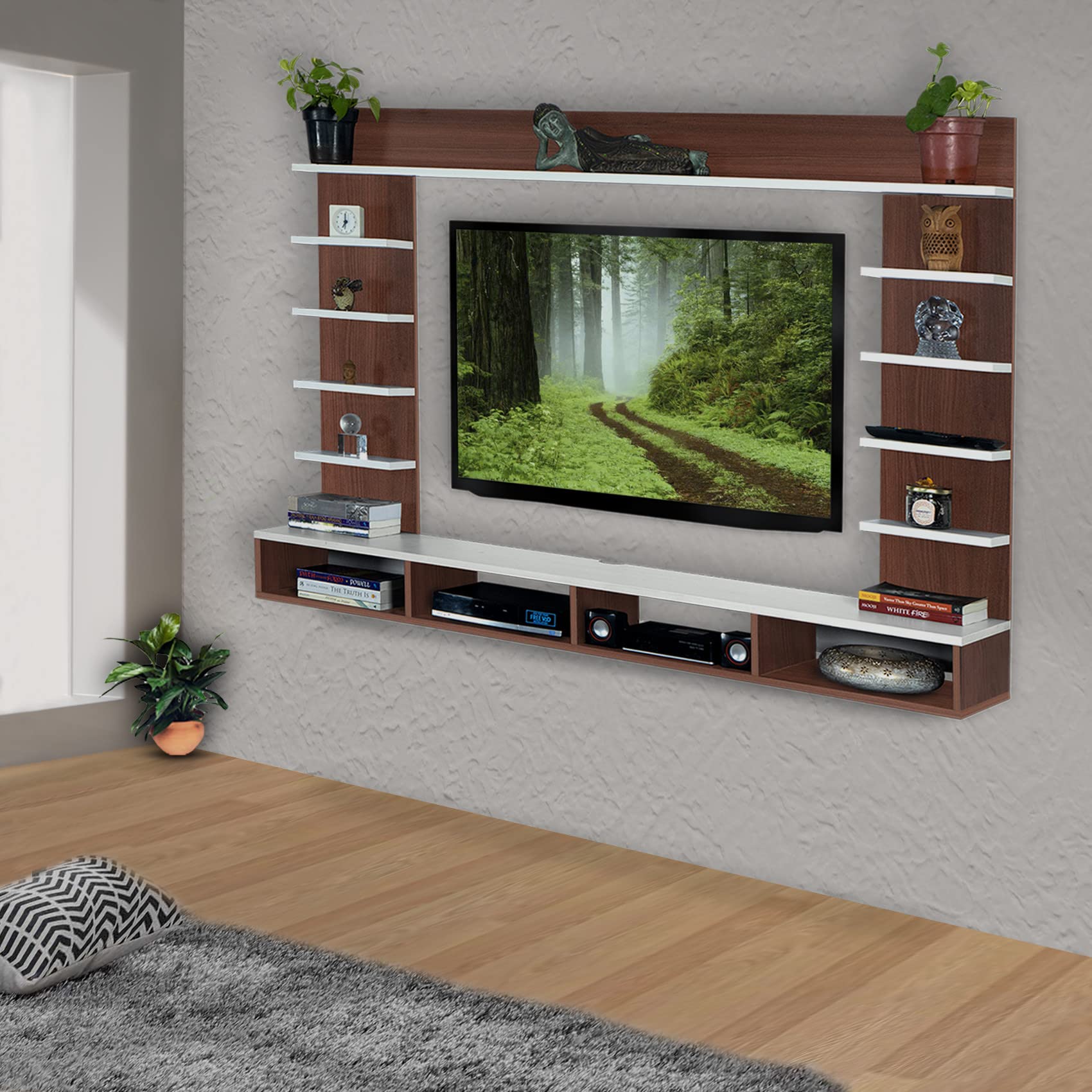 DELITE KOM Flex Engineered Wood TV Entertainment Unit (Finish Color - Acacia Dark_White, DIY(Do-It-Yourself) (30x156x110.5)-picture-15