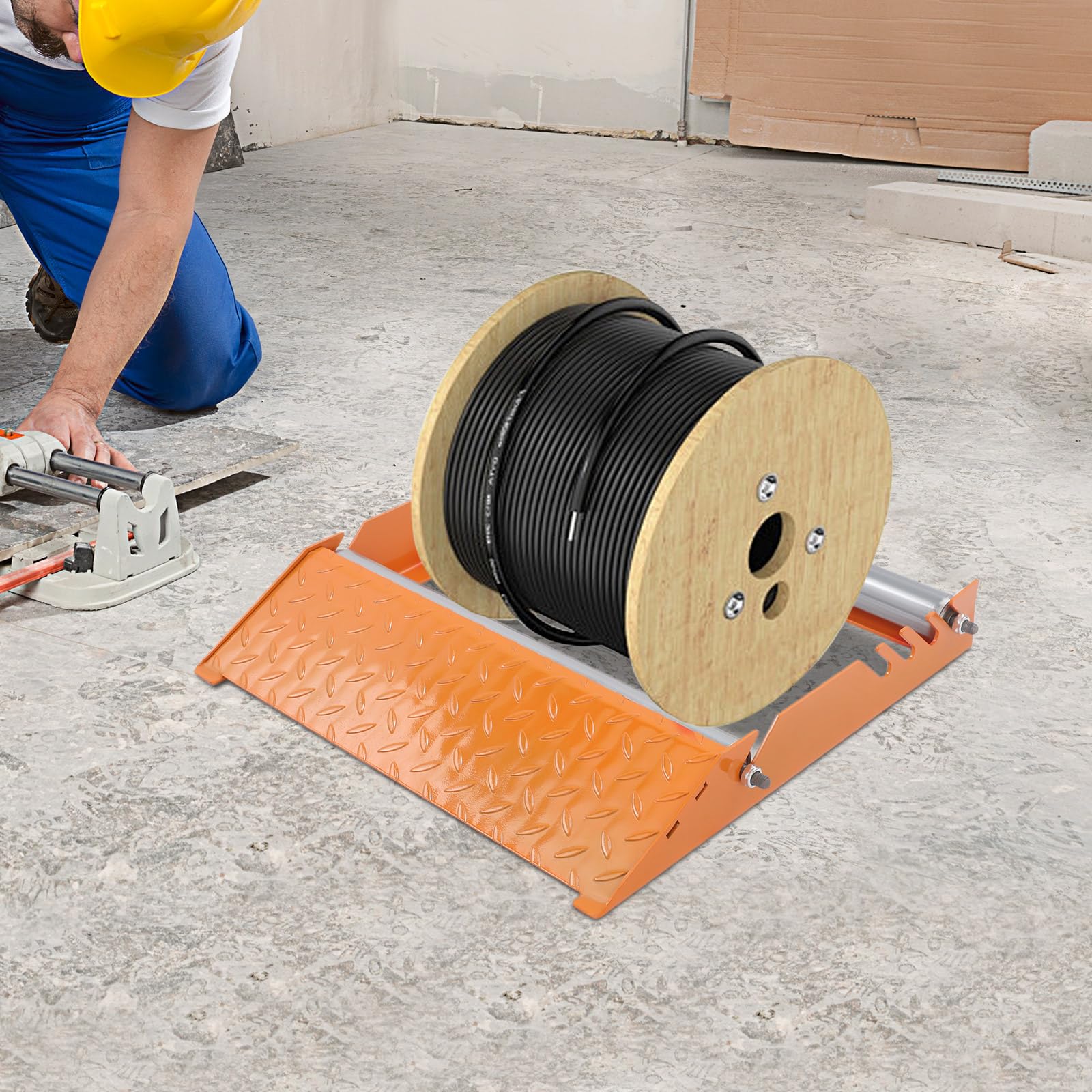 Desenrollador de cables, carrete de cables, soporte para rollos de cables, soporte para rollos de cables, soporte para rollos de nailon, rollos de hierro y rollos de madera, 56 x 55 cm