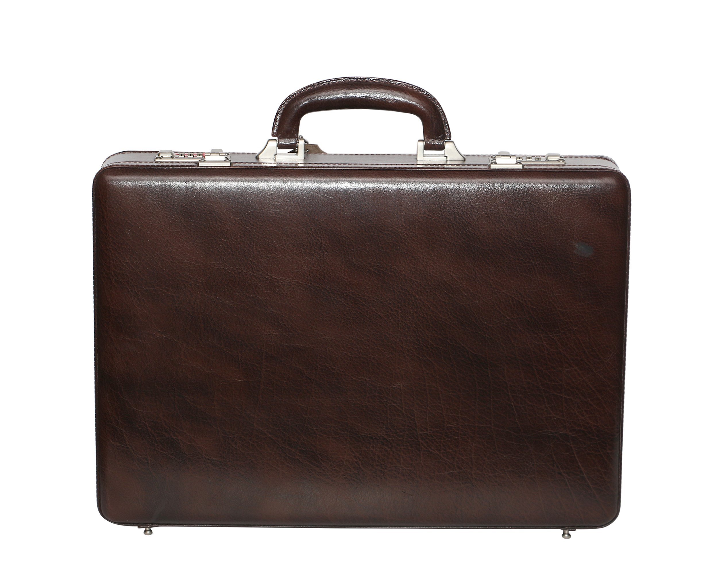 Genuine Leather Briefcase Laptop Compartment Expandable Features High-Security Combo Number Lock Brown Briefcase Bag for Men-image-30