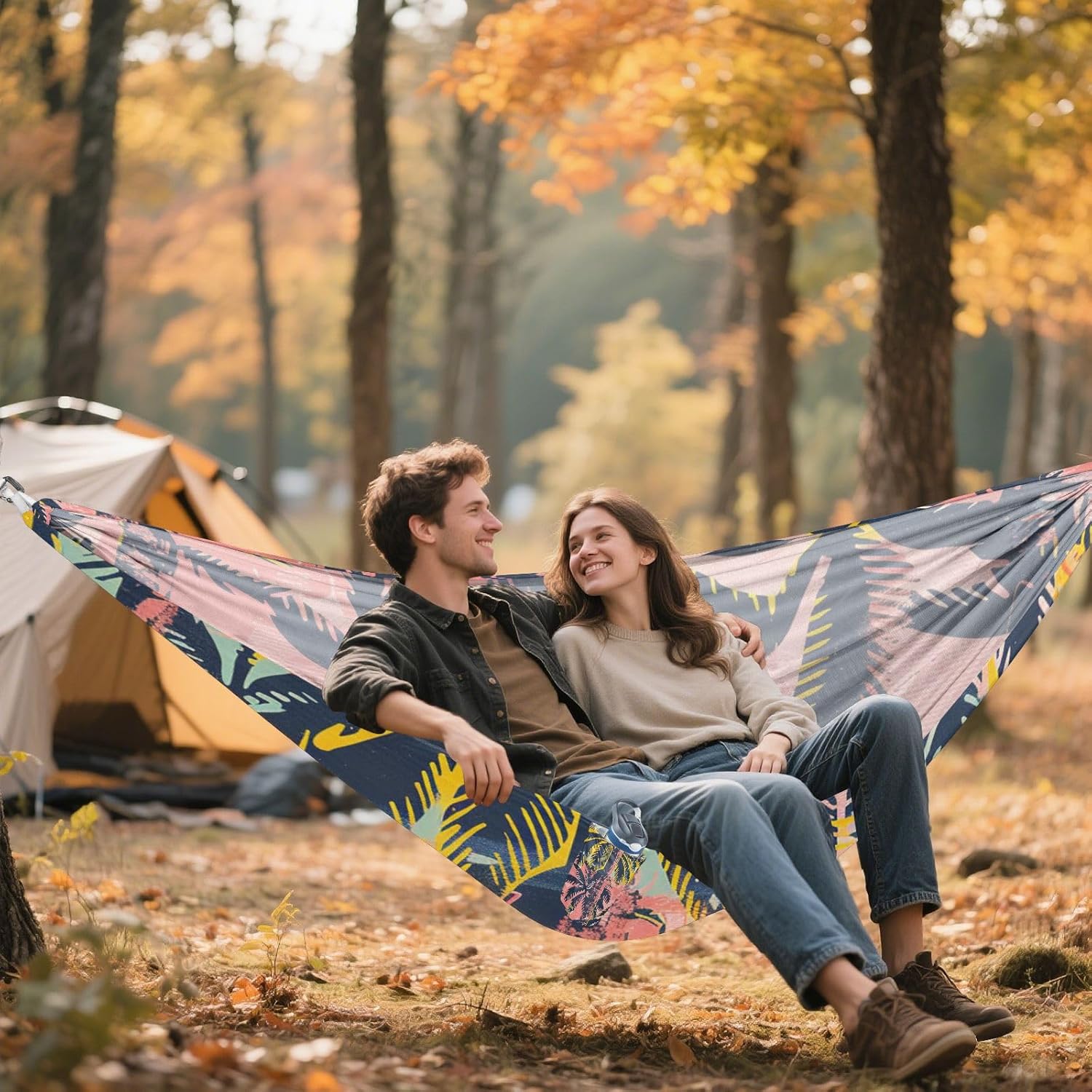 Tropical Aesthetics of The Summer Hammocks with Portabl Carry Bag Swing Hammock for Outside Camping Essentials