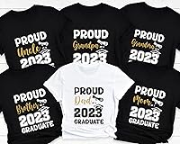 Vista 8 de Proud Family 2023 Graduate Shirts Graduation Class 2023 Gold Squad T-Shirts Proud Mom Dad Sister Brother Graduate Tees Custom Shirt, Golden