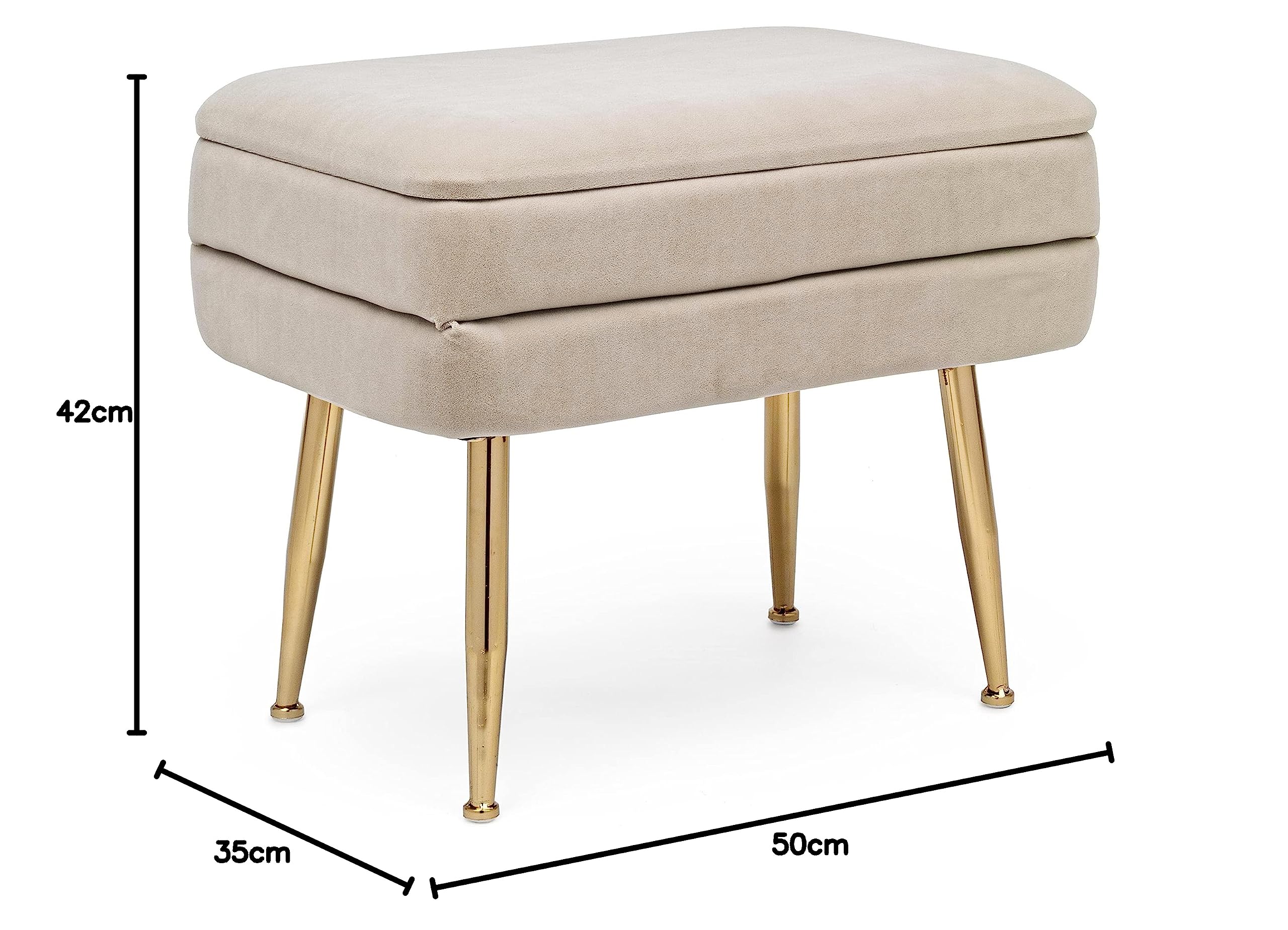 Fashion Commerce - Banco contenedor Pavlina, Beige, 50 x 35 x 42 cm