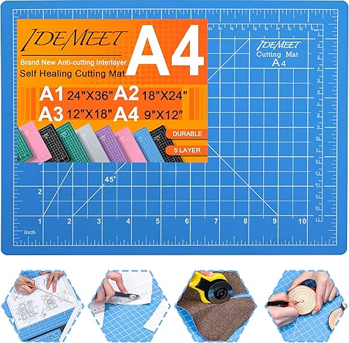 Vista 23 de Alfombrilla de corte autocurativo para manualidades, tabla de cortar A4 con rejilla, tabla de corte antideslizante para vinilo, tabla de corte forro