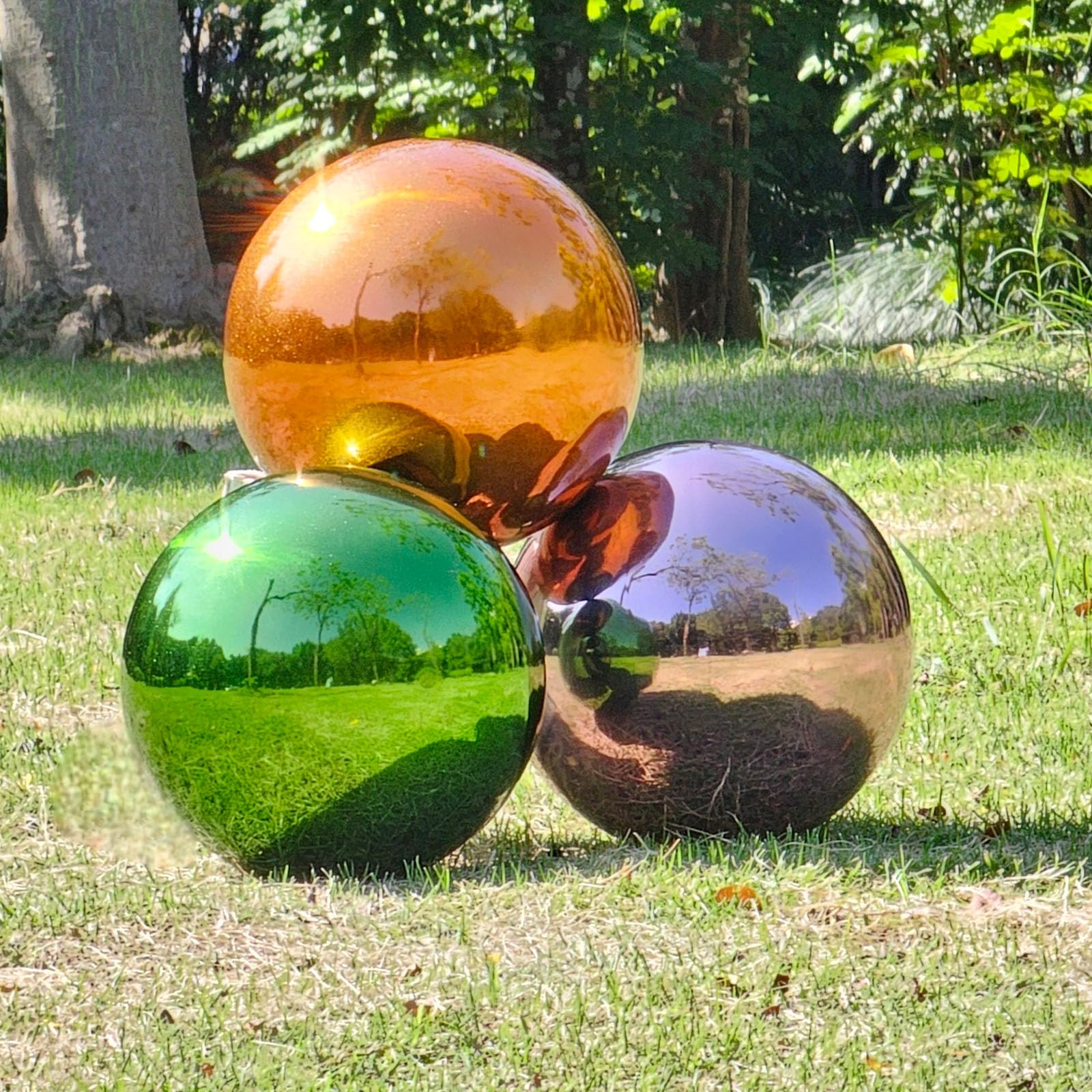 Edelstahl Gazing Globus Spiegelkugel, Dekorative Blickkugeln für Garten, Reflektierende Glatte Gartenkugel Kugel für Outdoor Hof Dekoration (Lila, Durchmesser: 25,4 cm)