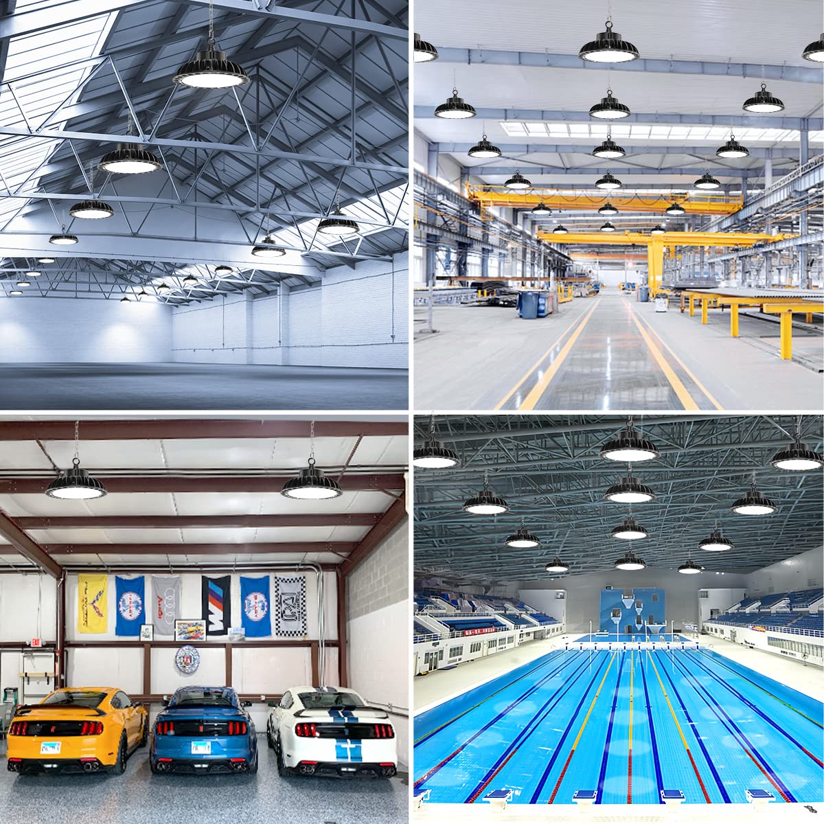 Hallenbeleuchtung LED Hallenstrahler 200W 28000LM UFO Lampe Hallen Strahler Groß Werkstattleuchte IP65 Industriestrahler Wasserdicht Hallenleuchte 5500K Kaltweiß Werkstattlampe Werkstatt Beleuchtung