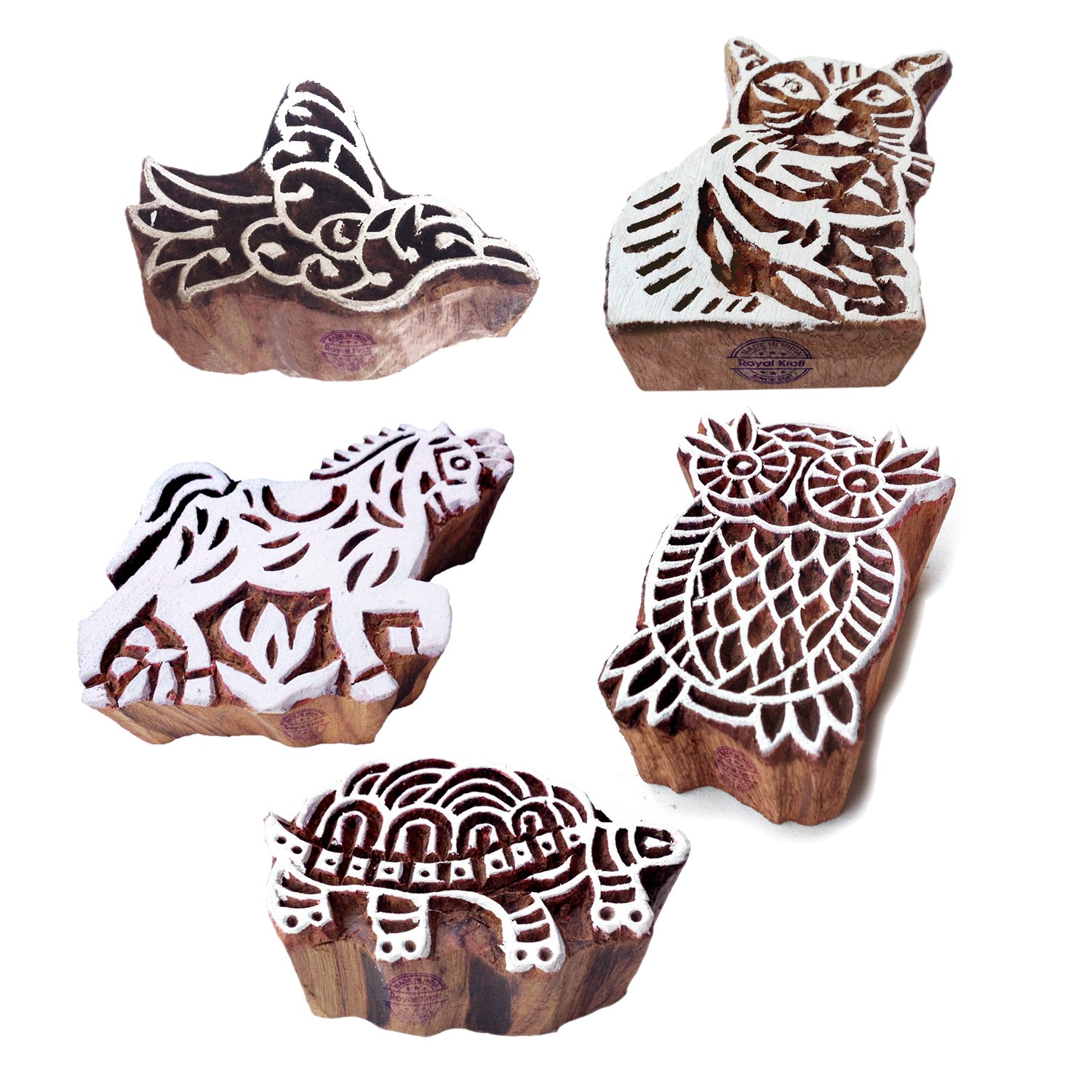 Fancy Pattern Animal and Bird Wood Print Blocks (Set of 5) (B0721FC3Y3) Amazon Price History, Amazon Price Tracker