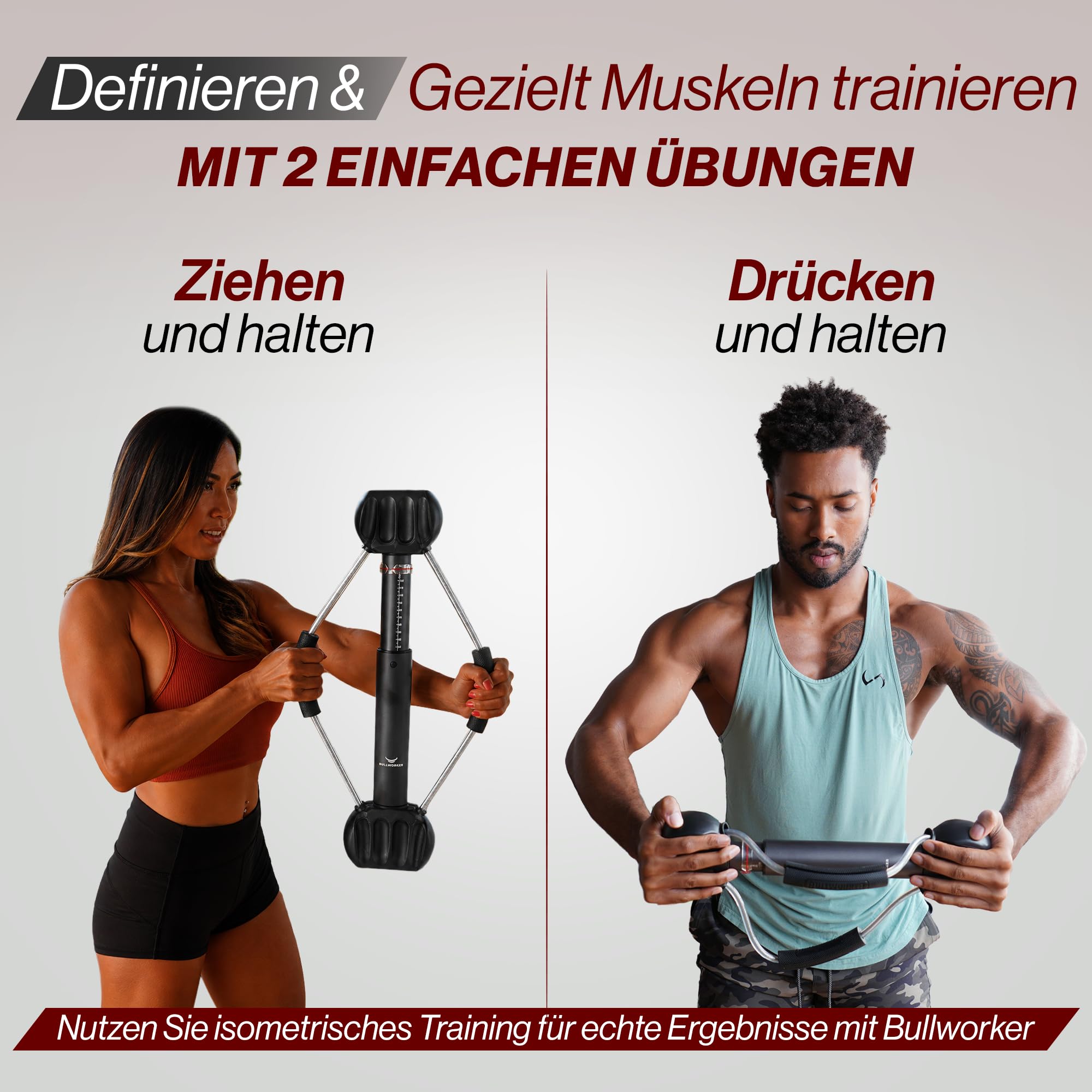 Bullworker Stahlbogen 50 cm - Tragbares Heimfitnessgerät & Gerät für isometrische Übungen für Arme, Brust, Rücken, Schultern, Rumpf, Bizeps, Trizeps, Bauchmuskeln - Krafttrainingsgerät