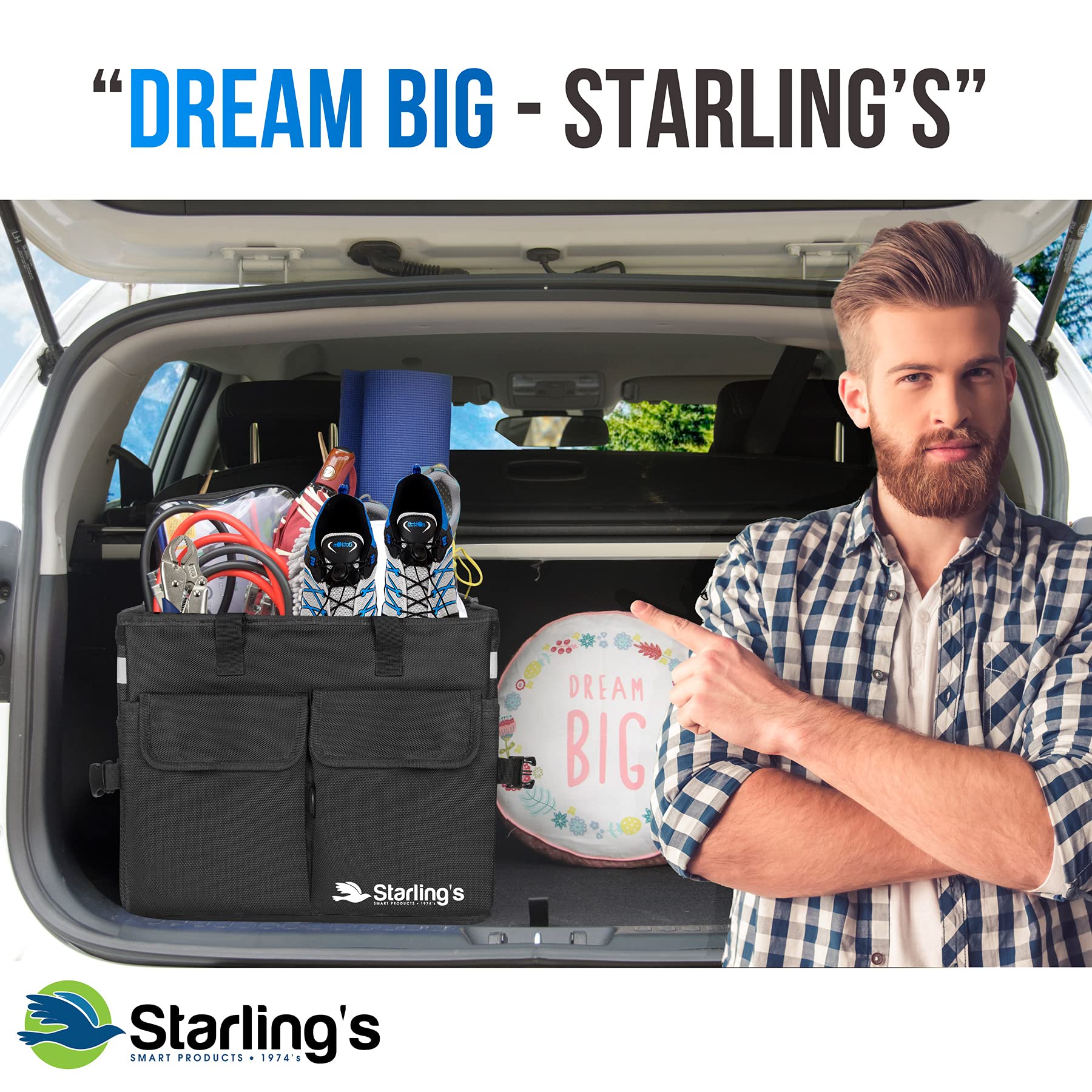 Starling's Organizador de maletero de coche, súper fuerte, caja de almacenamiento plegable para SUV, automóvil, camión, parte inferior antideslizante e impermeable, se adapta a cualquier vehículo (2