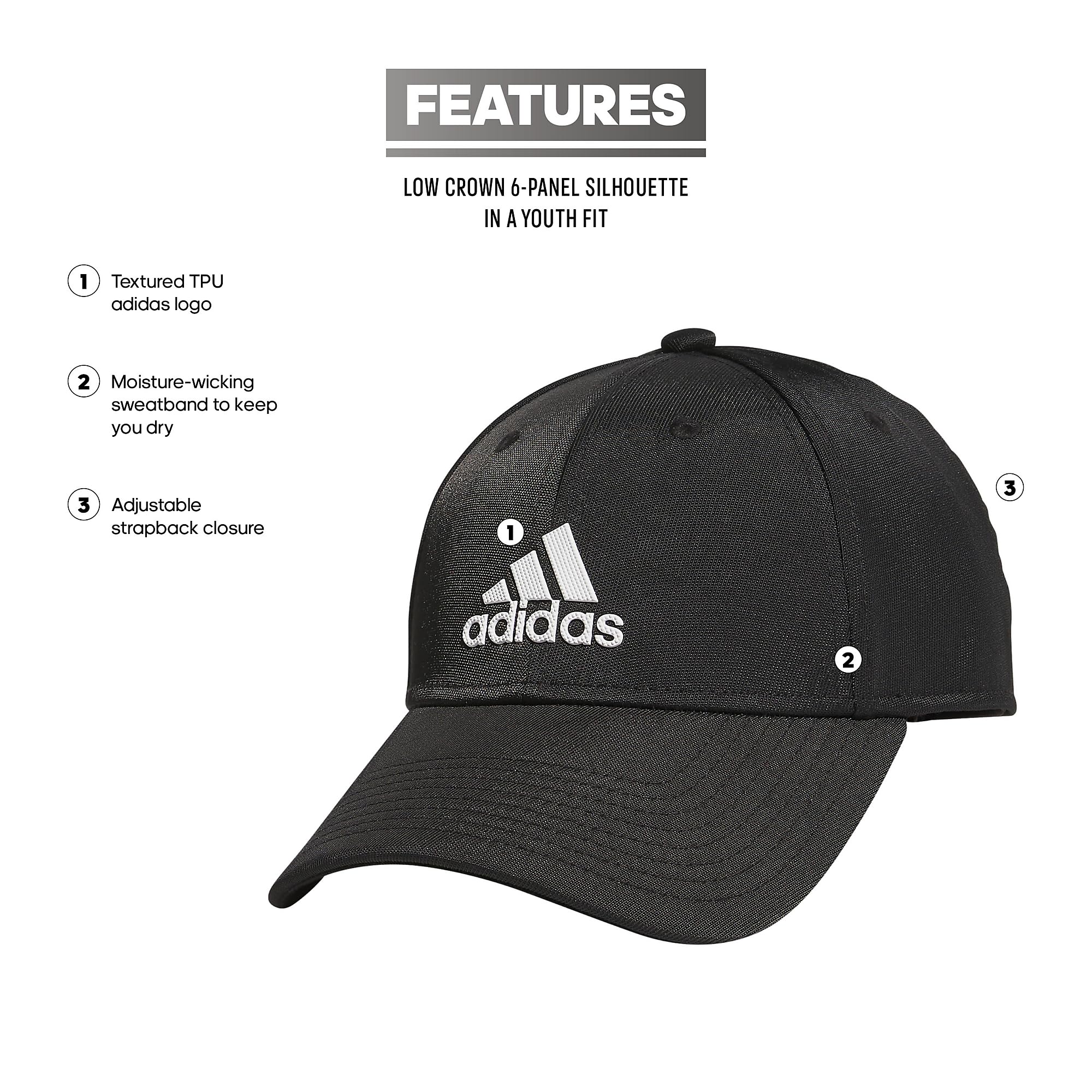 adidas - Boys/Youth Decision Structured Adjustable cap, Cappuccio, Cappuccio Regolabile. Unisex - Bambini