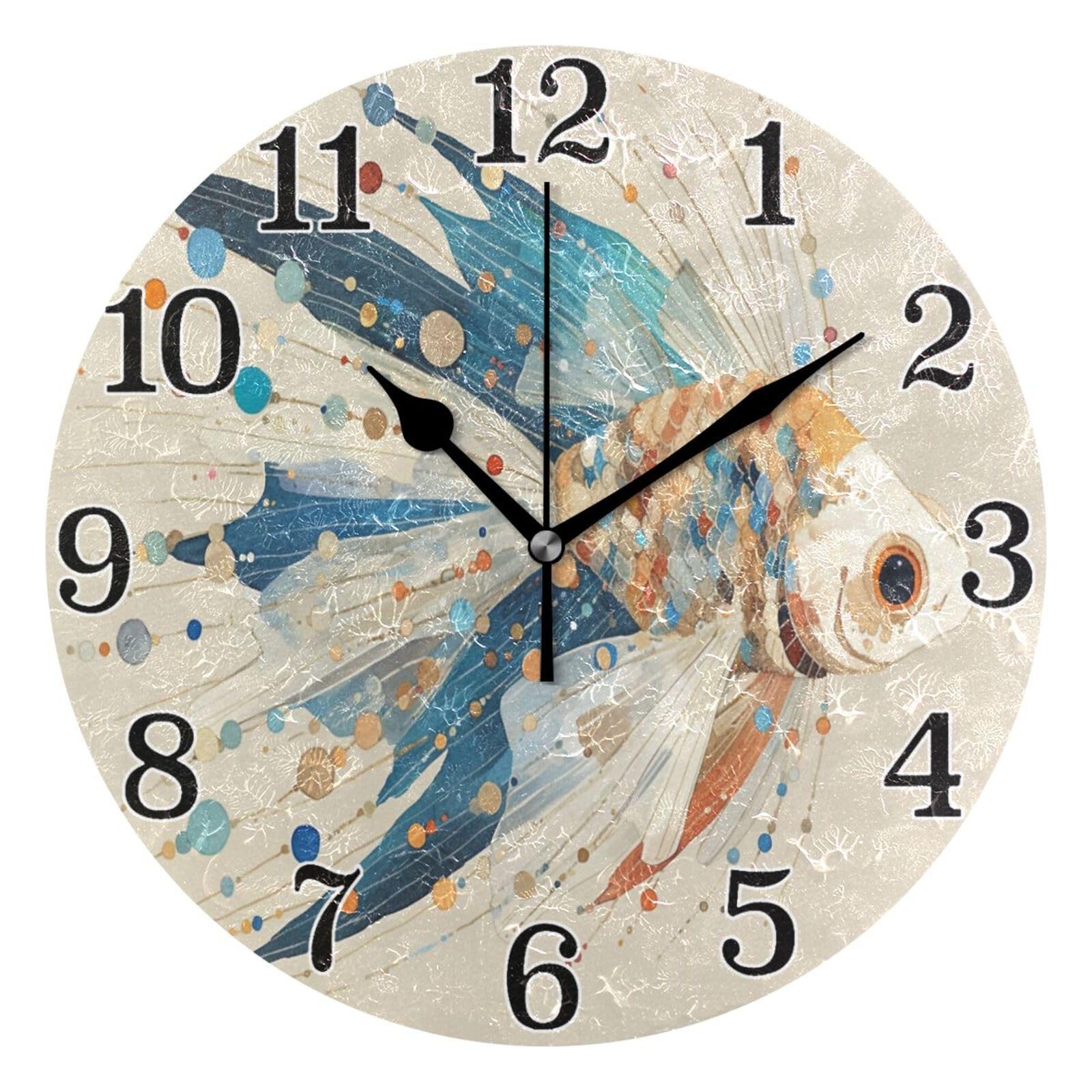 Horloge murale sans bruit de tic-tac et design queue de cheval multicolore