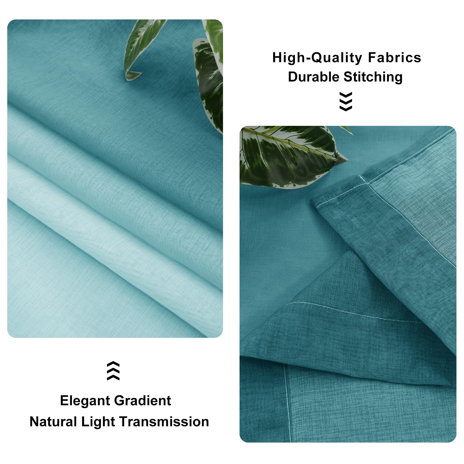 Tende in voile sfumato con occhielli blu 175 x 140 cm