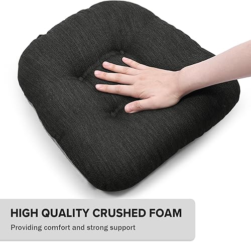 Miniatura 6 de baibu Juego de 2 almohadillas de metal para sillas de comedor de 14 x 14 pulgadas con lazos, cojines súper suaves para sillas de cocina, cojines