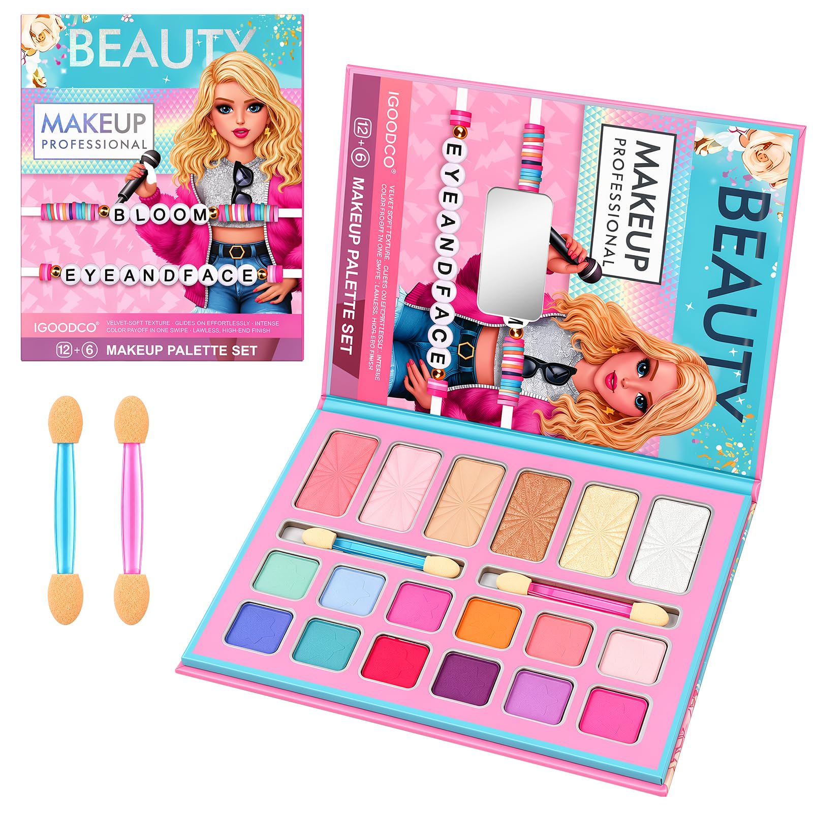 Aomig 21 Colors Makeup Sets for Girls Non-Toxic Princess Make Up Kit