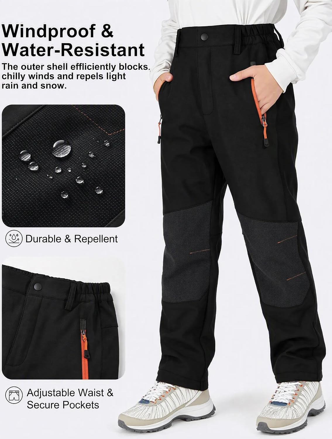 Kids Snow Pants Waterproof Fleece Lined