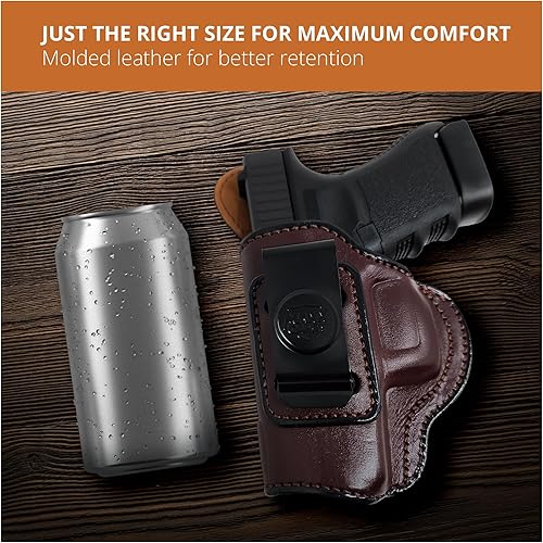 Miniatura 4 de PH - Funda de cuero genuino para pistola Glock 3630s, funda táctica de cuero Iwb, funda de transporte oculta de cuero, cómoda para llevar a diario,