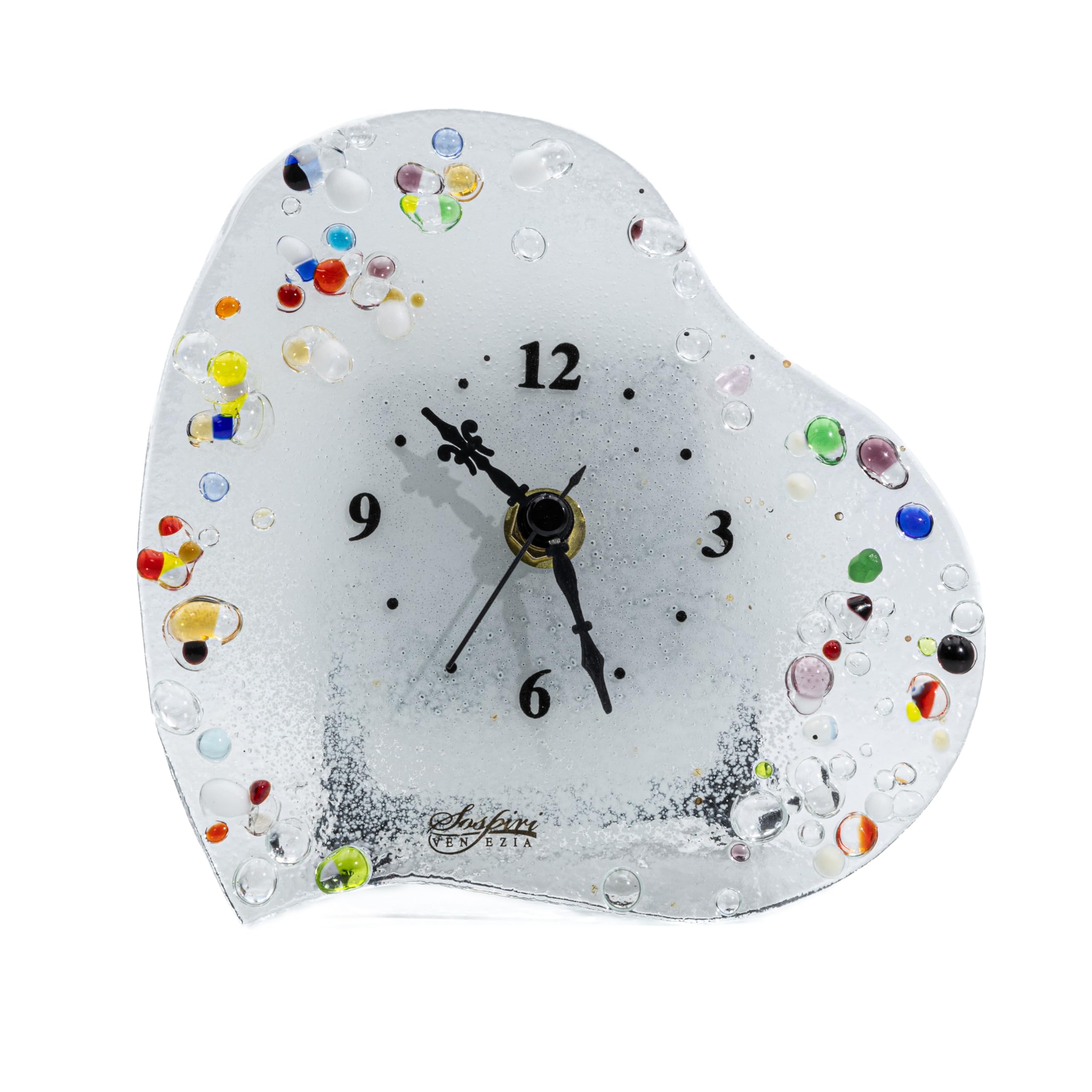 Sospiri Venezia Reloj de Mesa Cristal Murano 19x19 cm Corazón