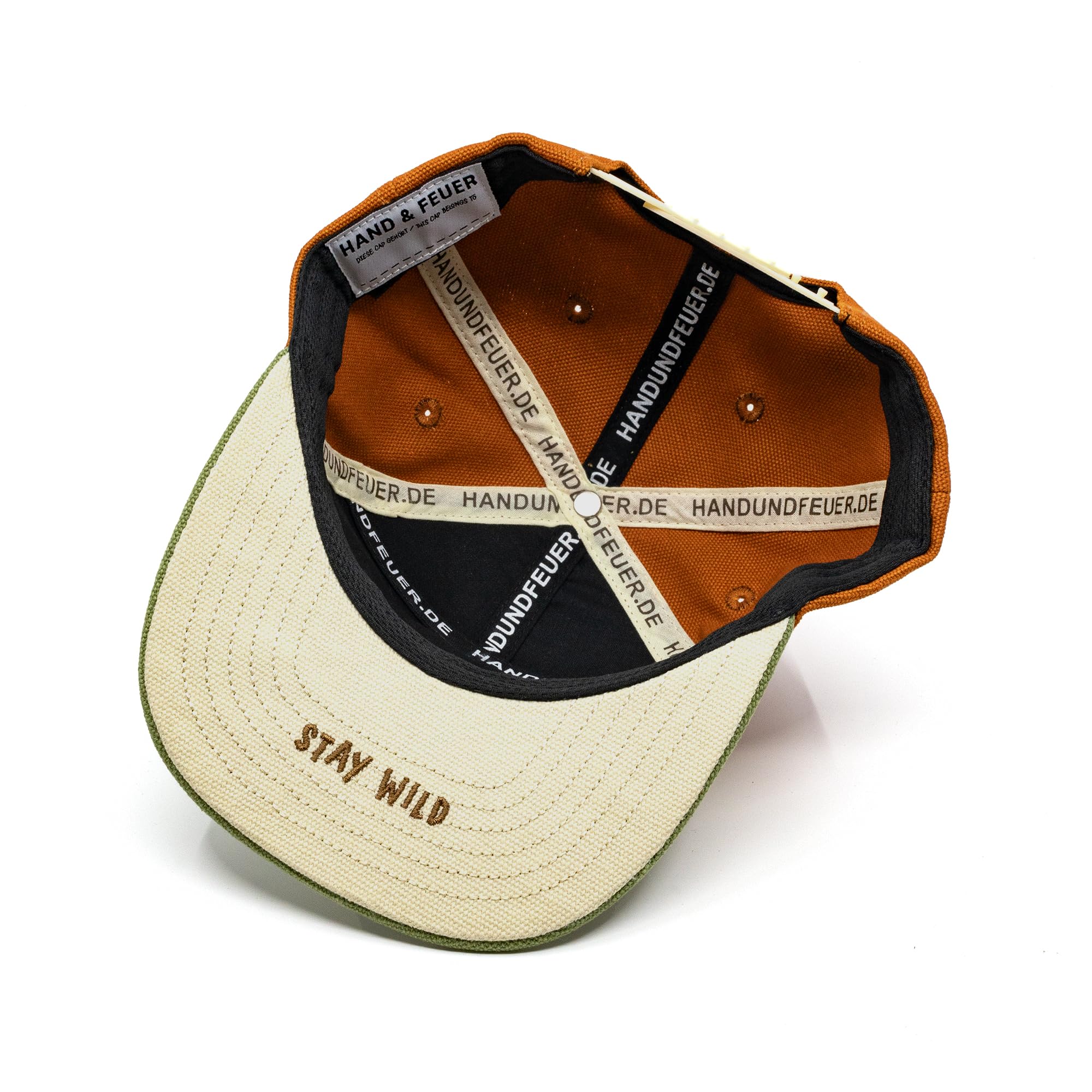 Hand und Feuer Snapback Cap Kinder Wild Retro Braun Canvas Verschiedene Größen