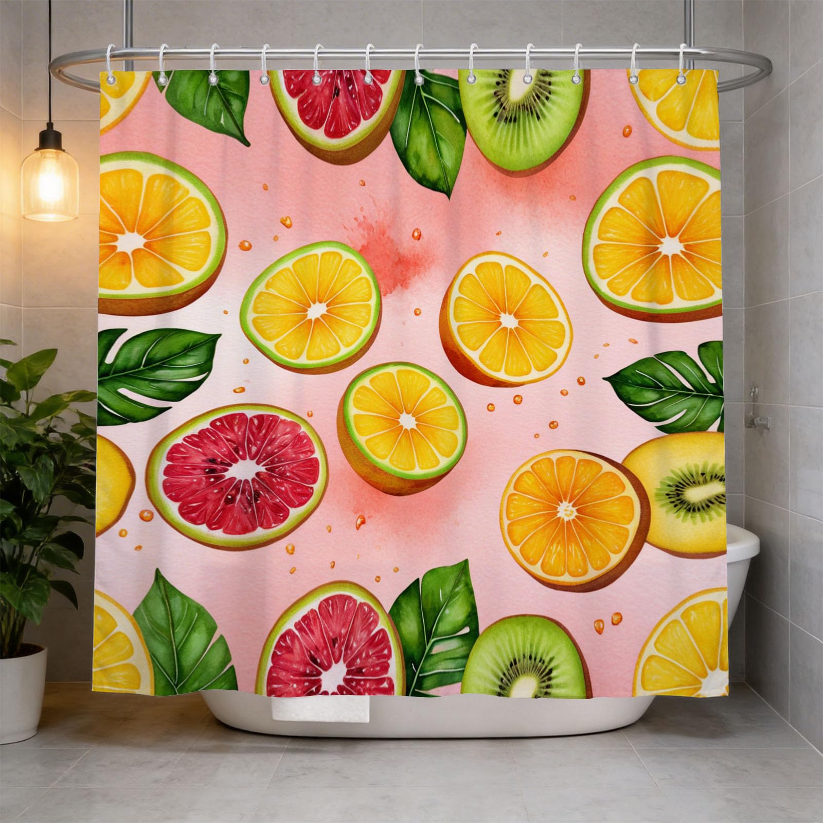 Hongduo 3D Orange Shower Curtain for Stalls Bathtubs Illustration Bathroom Decor Shower Curtain Set Polyester Fabric Waterproof 200x200cm/79X79 Inch with Hooks