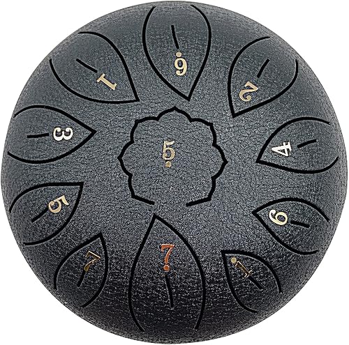 Vilihkc Tambor de lengua de acero 11 notas 6 pulgadas de diámetro tipo loto tambor curativo tambor de percusión tambor instrumento tambor de acero