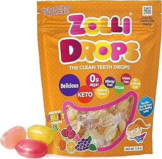 Zolli Drops Sugar Free Candy with Xylitol, Dye-Free Lollipops - Keto & Diabetic-Friendly, Dentist-Approved Treats for Kids, (Natural Fruit Flavors, 1.6 oz)