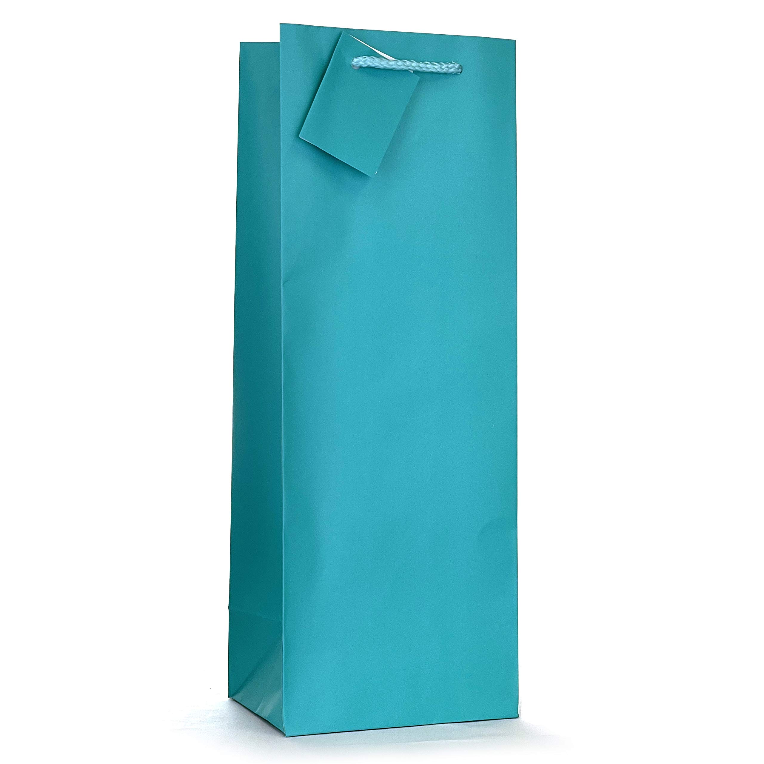 allgala Gift Bags, 12 Pack 14x5x4 Inch Wine Bottle Bag Turquoise Gift Bags with Handles for Birthday, Wedding, Party Supplies, Baby Shower, Holidays,