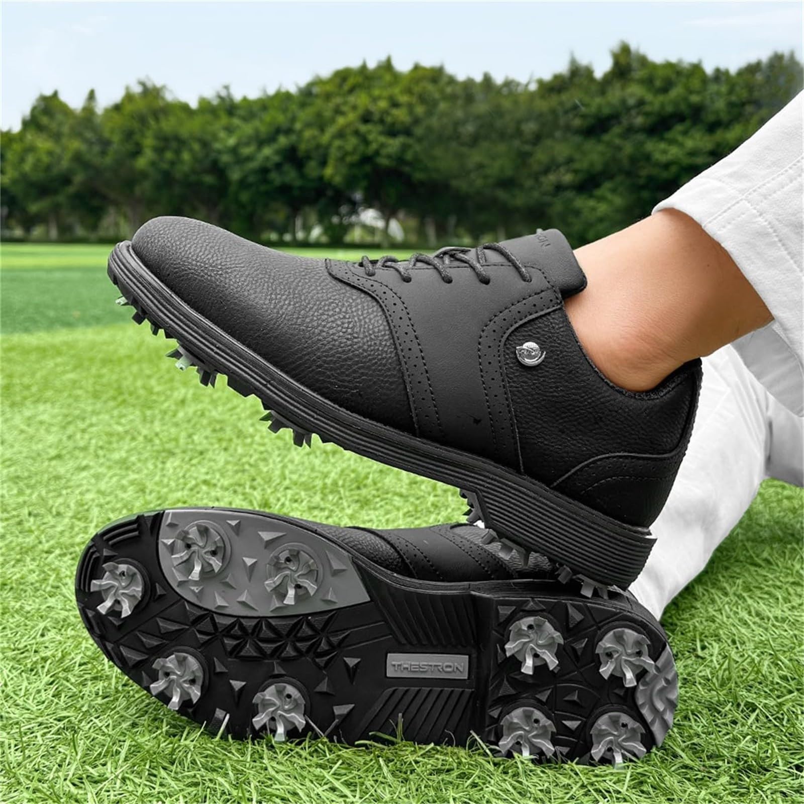 Herren-Golfschuhe, Schnürschuhe, elegant, lässig, Übergröße, Anzugschuhe | Wasserdichte rutschfeste Golfschuhe, modisch, Business, Freizeit, bequem, atmungsaktiv, Walking-Turnschuhe für das tägliche