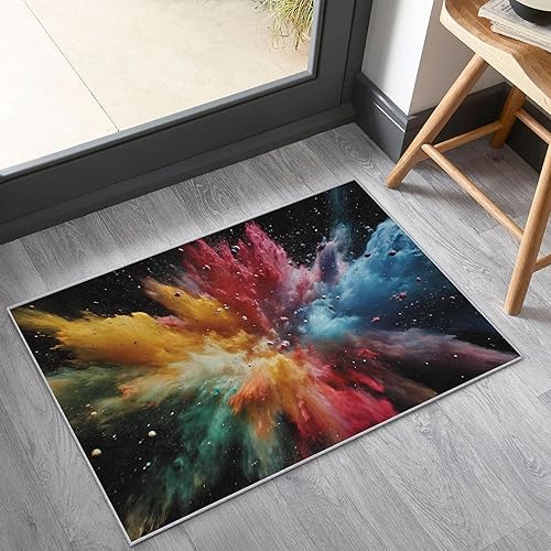 Miniatura 2 de Alfombras coloridas para entrada de 2 x 3 pulgadas, diseño de arte abstracto de fuegos artificiales, tapete para puerta de interior, tapete colorido