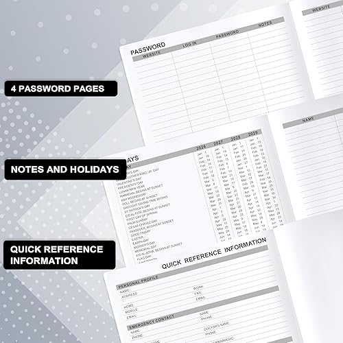 Miniatura 5 de Agenda mensual 2026-2028, agenda mensual de 3 años 2026-2028, enero de 2026 a diciembre de 2028, 8 x 10 pulgadas, pestañas + bolsillo trasero + tapa