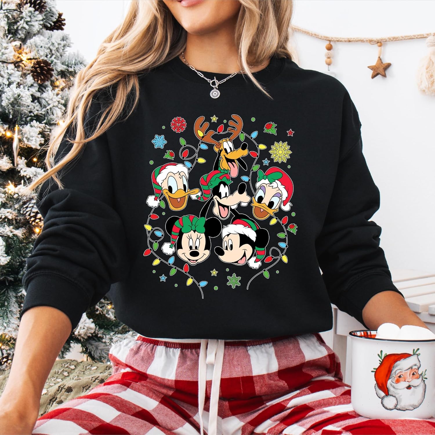 Merry Christmas Unisex Adult Sweatshirt, M.ckey and Friends, Minnie, Cute Holiday Cartoon, Disney-Inspired, Family, Festive Holiday Scene - Image 5