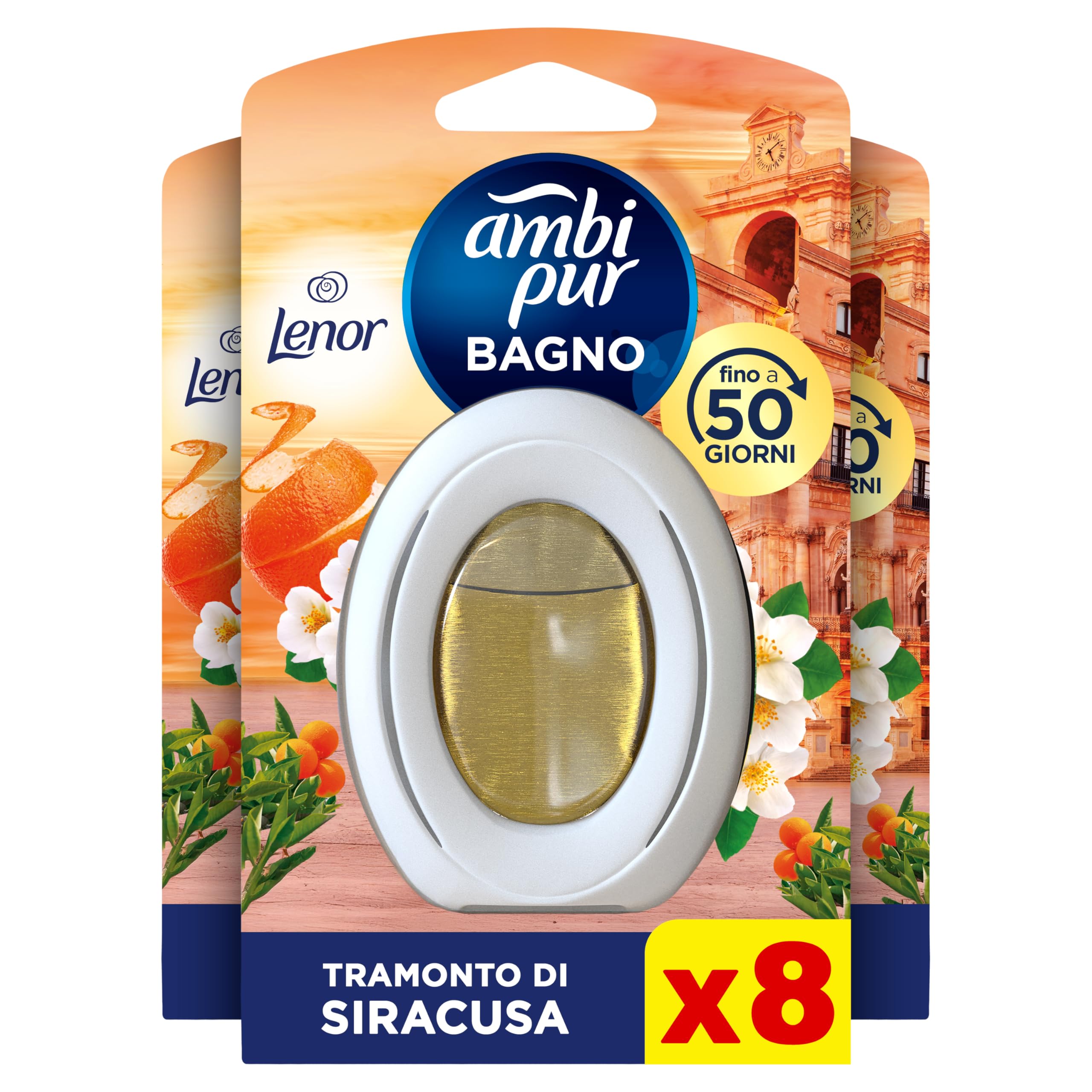 Ambi Pur Profumatore Bagno, Elimina Odori, 8 Pezzi, Profumo di Arancia