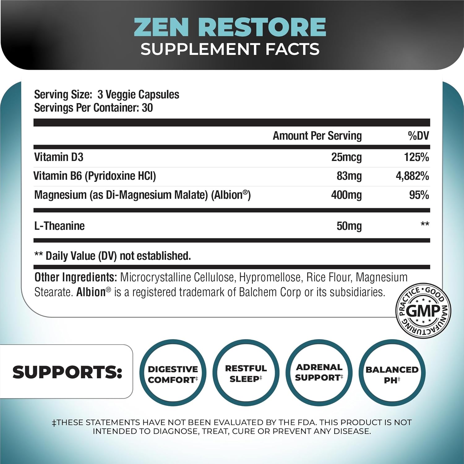 Nutrology Zen Restore – 400mg Magnesium Malate, Vitamin D3 & L-Theanine, Supports Sleep, Muscle Recovery & Adrenal Wellness, Magnesium Supplement for Men and Women, 30 Servings (Pack of 2)