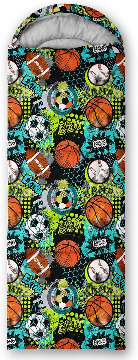 AILONEN Cartoon Camping Sleeping Bag for Boys Girls Adults,Lightweight & Waterproof,3 Season Warm & Cold Weather,Portable,Printed Sleeping Bag,Traveling,Camping,Hiking